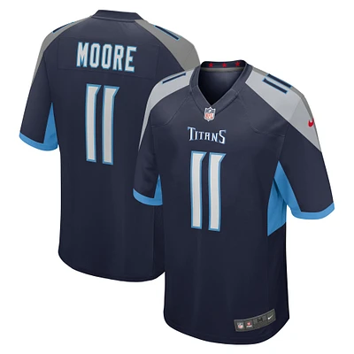 Maillot de match Nike Chris Moore des Tennessee Titans pour homme, bleu marine