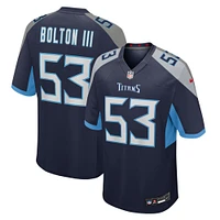 Maillot Nike Curtis Bolton III bleu marine pour homme des Titans du Tennessee