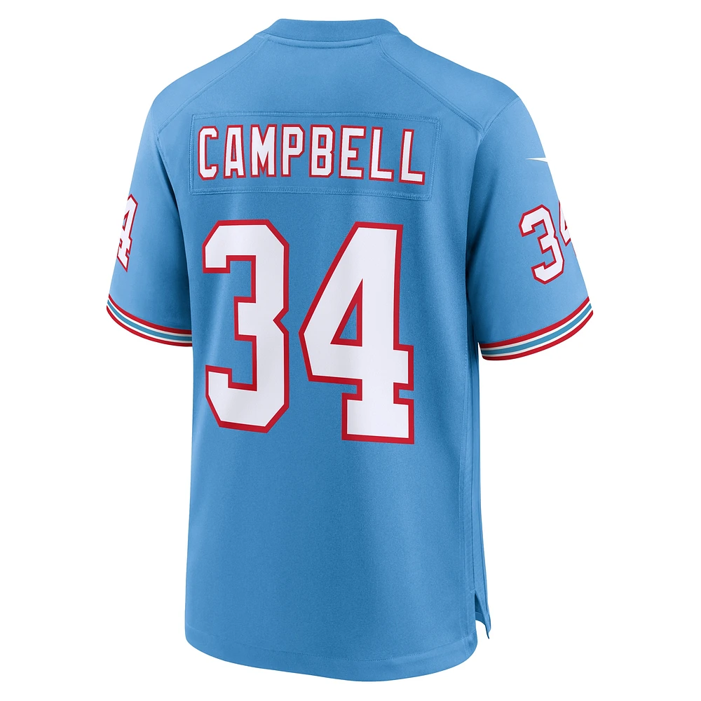 Homme Nike Earl Campbell Light Blue Tennessee Titans Oilers Throwback Retired Player Game Jersey