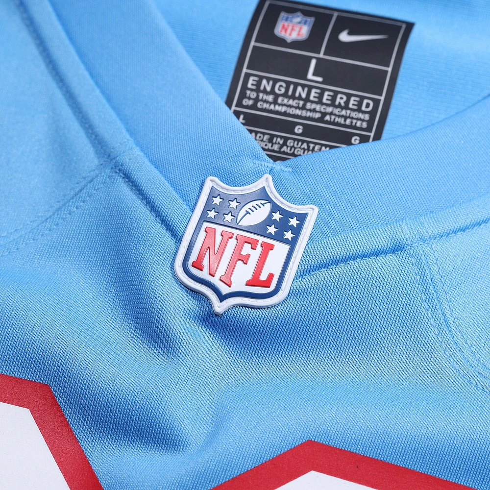 Maillot de jeu pour joueur à la retraite Nike Eddie George bleu clair Tennessee Titans Oilers Throwback homme