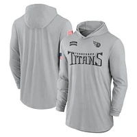 T-shirt à capuche léger et performant manches longues Nike Tennessee Titans 2024 Salute to Service pour homme, gris