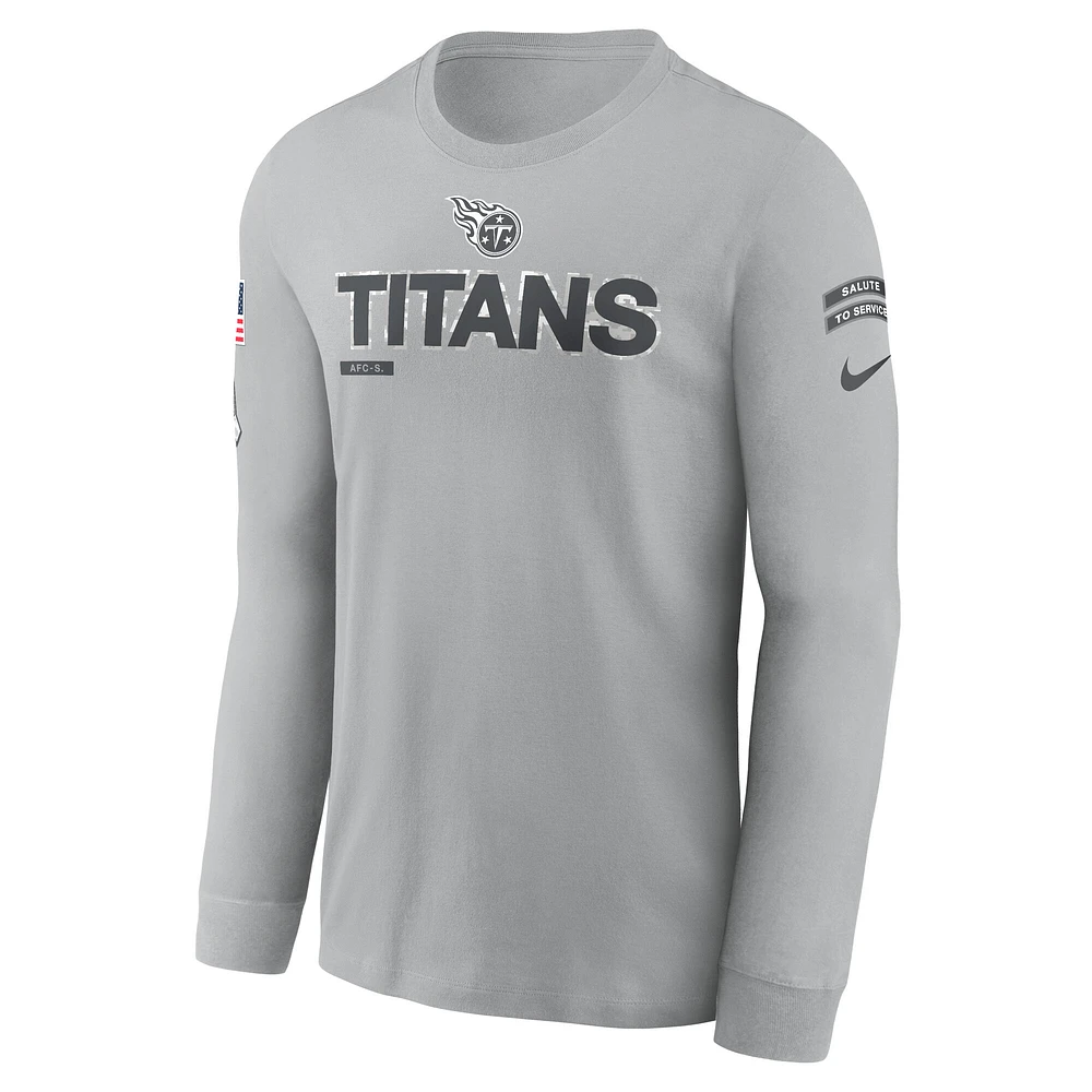 Men's Nike Gray Tennessee Titans 2024 Salute To Service Long Sleeve T-Shirt