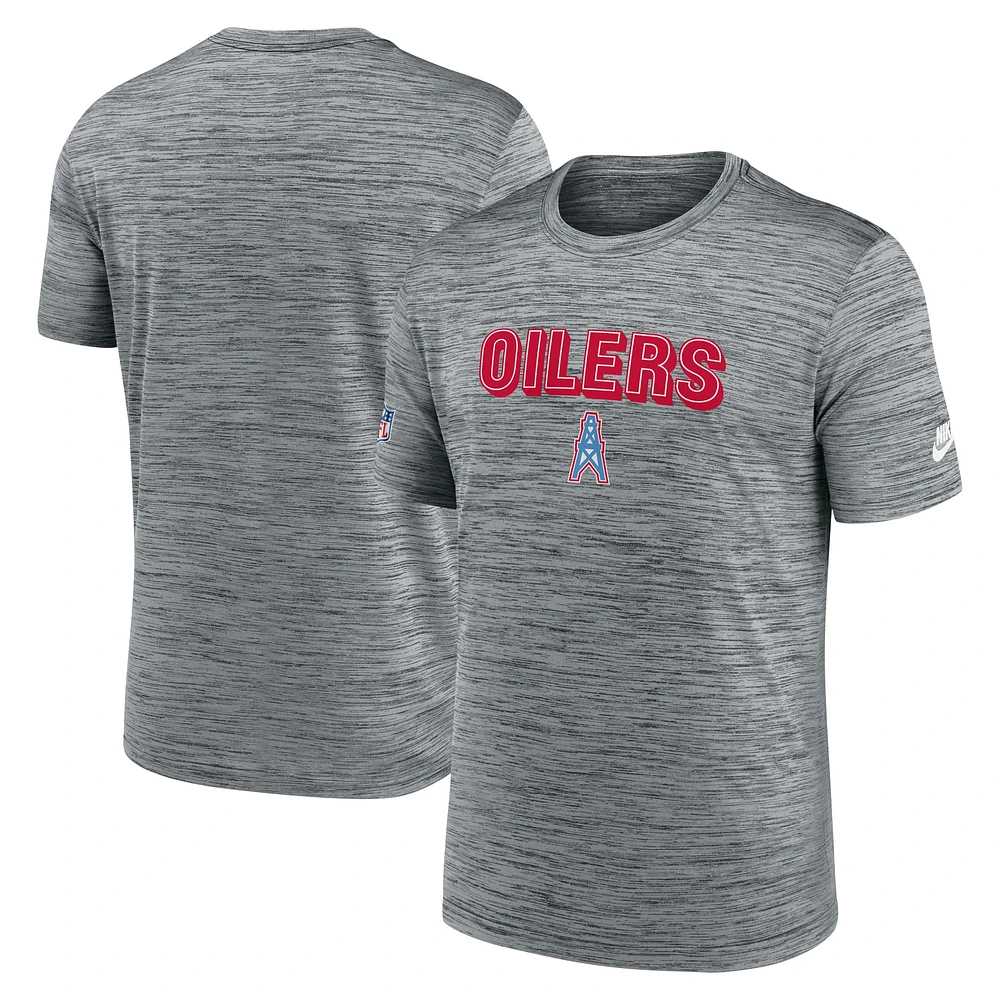 T-shirt de performance avec logo alternatif Nike gris Tennessee Titans Velocity Oilers Throwbacks pour hommes