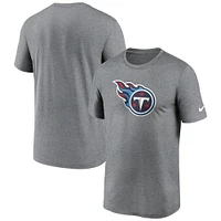 T-shirt Nike Performance pour homme, gris anthracite chiné, logo Primetime Legend des Titans du Tennessee