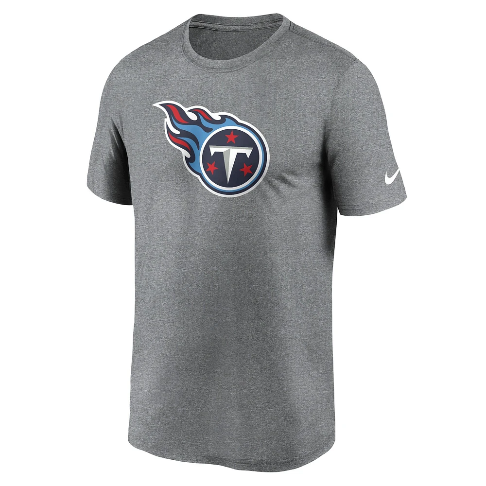 T-shirt Nike Performance pour homme, gris anthracite chiné, logo Primetime Legend des Titans du Tennessee