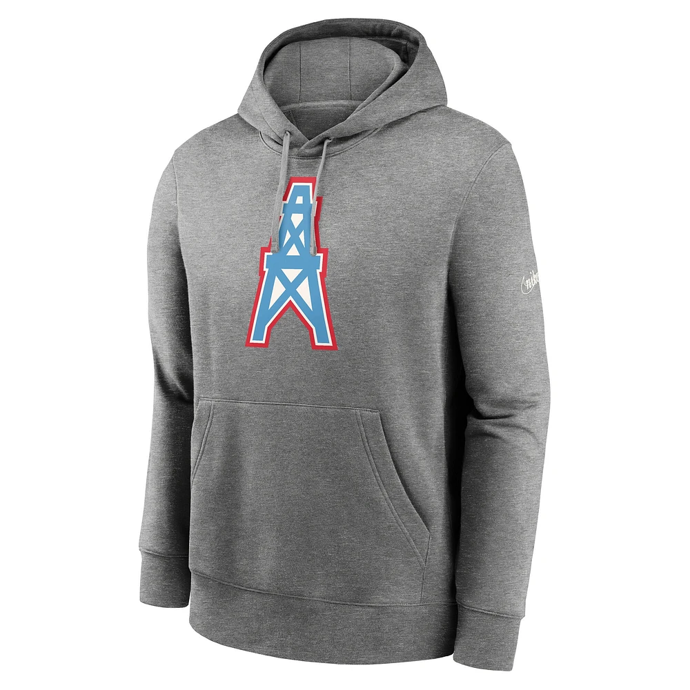 Men's Nike  Heather Charcoal Tennessee Titans Rewind Club Pullover Hoodie