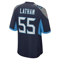 Maillot de jeu Nike JC Latham bleu marine pour homme des Tennessee Titans