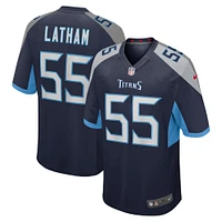 Maillot de jeu Nike JC Latham bleu marine pour homme des Tennessee Titans