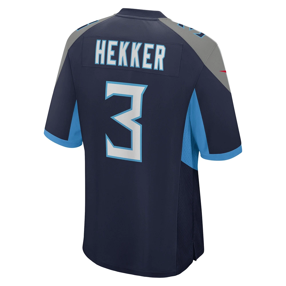 Maillot Nike Johnny Hekker bleu marine pour homme des Titans du Tennessee