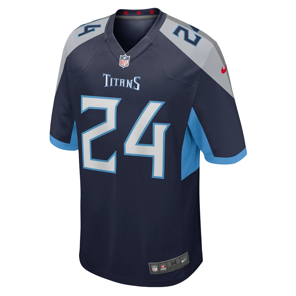 Maillot de match Nike Julius Wood bleu marine Tennessee Titans pour homme