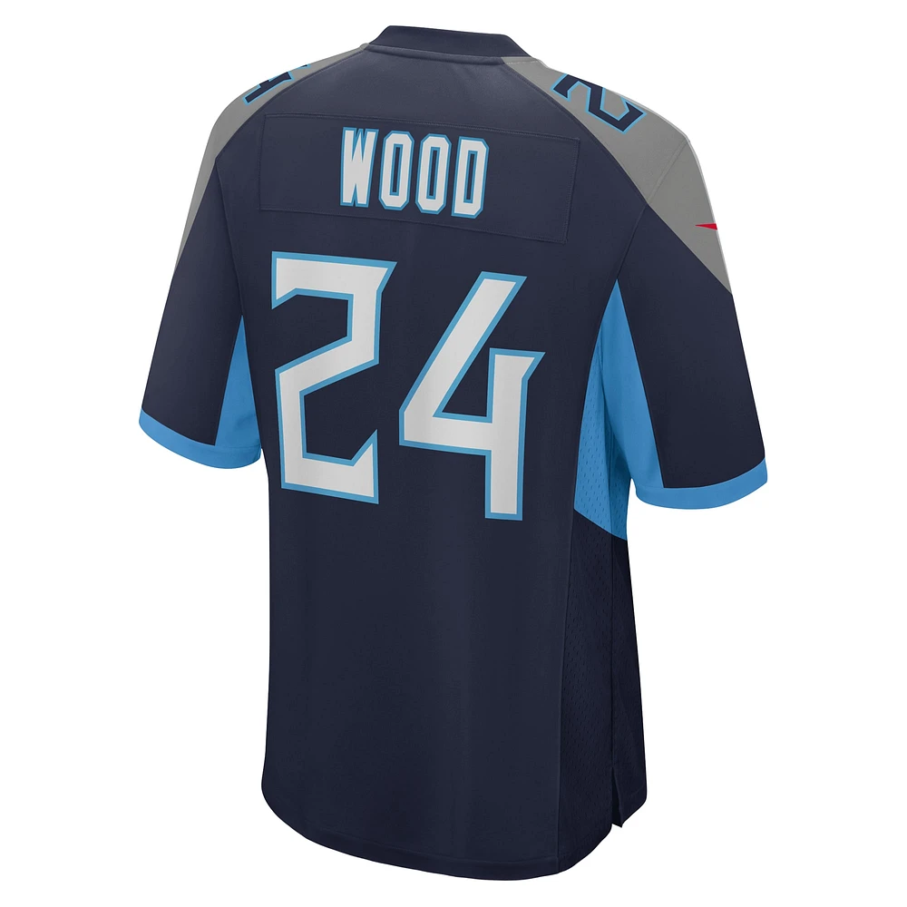 Maillot de match Nike Julius Wood bleu marine Tennessee Titans pour homme