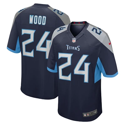 Maillot de match Nike Julius Wood bleu marine Tennessee Titans pour homme