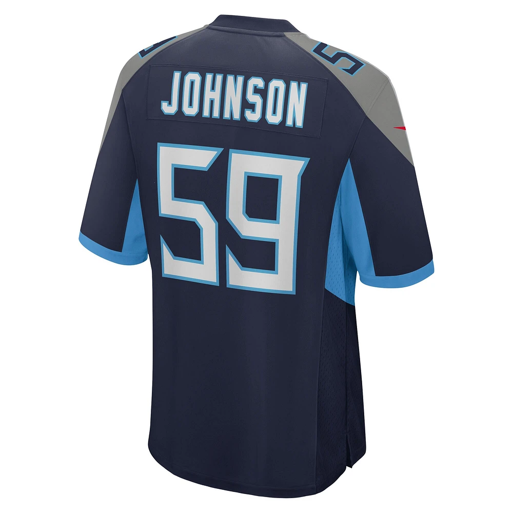 Maillot Nike Kyron Johnson bleu marine pour homme des Titans du Tennessee