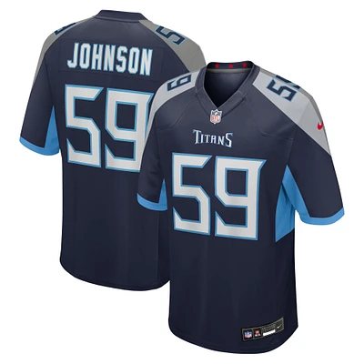Maillot Nike Kyron Johnson bleu marine pour homme des Titans du Tennessee