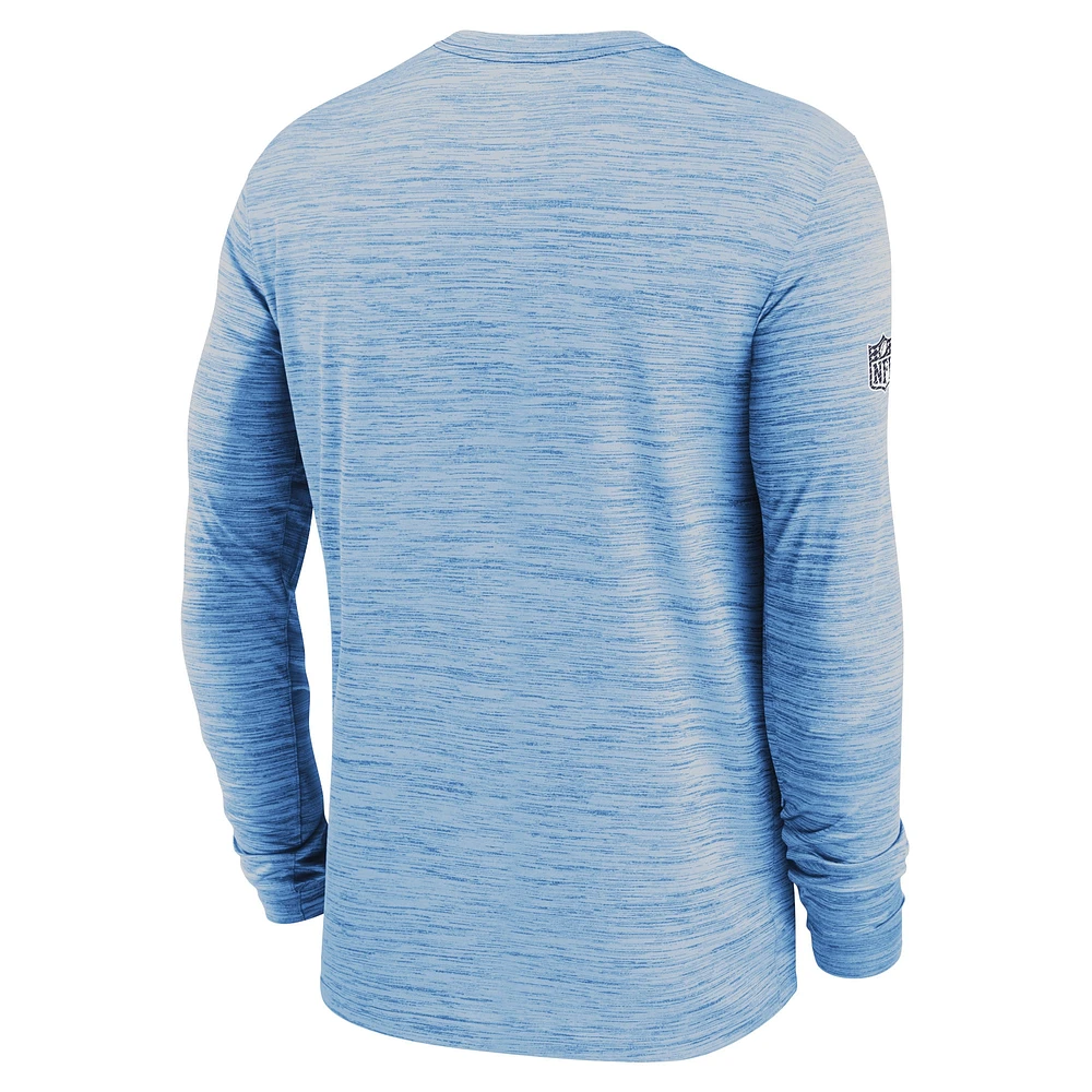 T-shirt Nike bleu clair Tennessee Titans 2024 Sideline Velocity Performance à manches longues pour homme