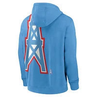 Men's Nike  Light Blue Tennessee Titans Oilers Throwback Layered Logo Statement Pullover Hoodie