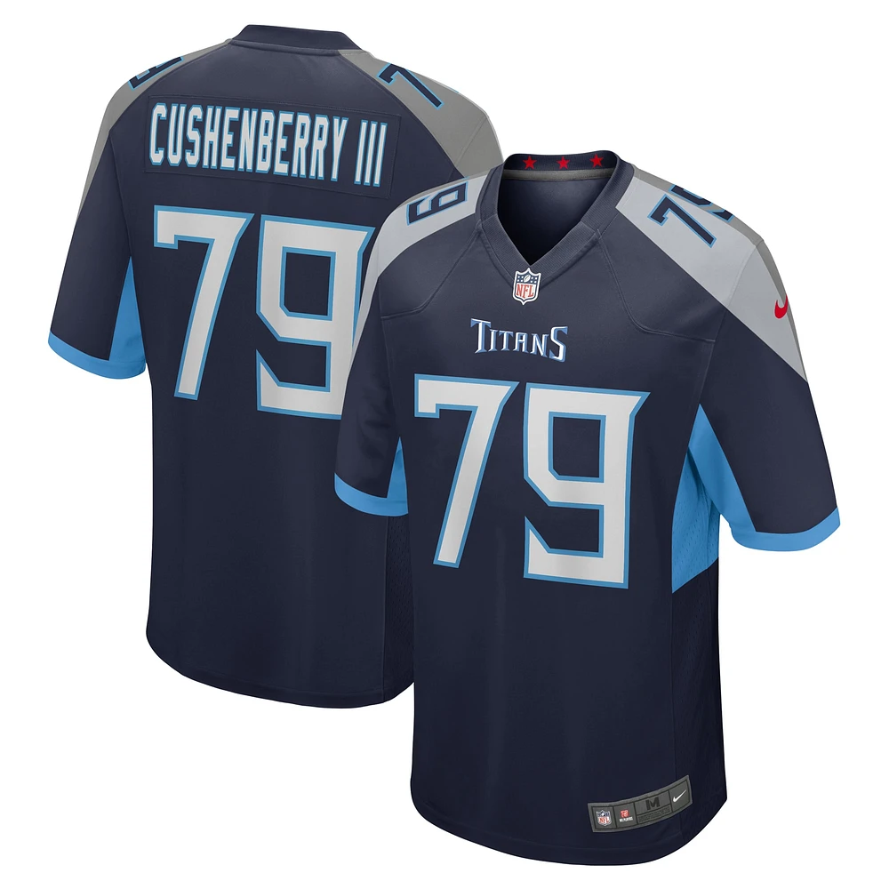 Maillot de match Nike Lloyd Cushenberry III bleu marine pour homme des Tennessee Titans