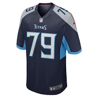 Maillot de match Nike Lloyd Cushenberry III bleu marine pour homme des Tennessee Titans