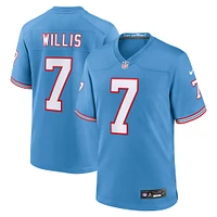 Maillot Nike Malik Willis pour homme, bleu clair, Tennessee Titans Oilers, Throwback Alternate Game Player