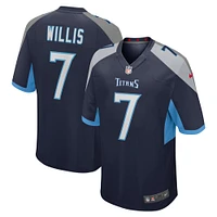 Maillot de match joueur Nike Malik Willis pour hommes, bleu marine, Tennessee Titans