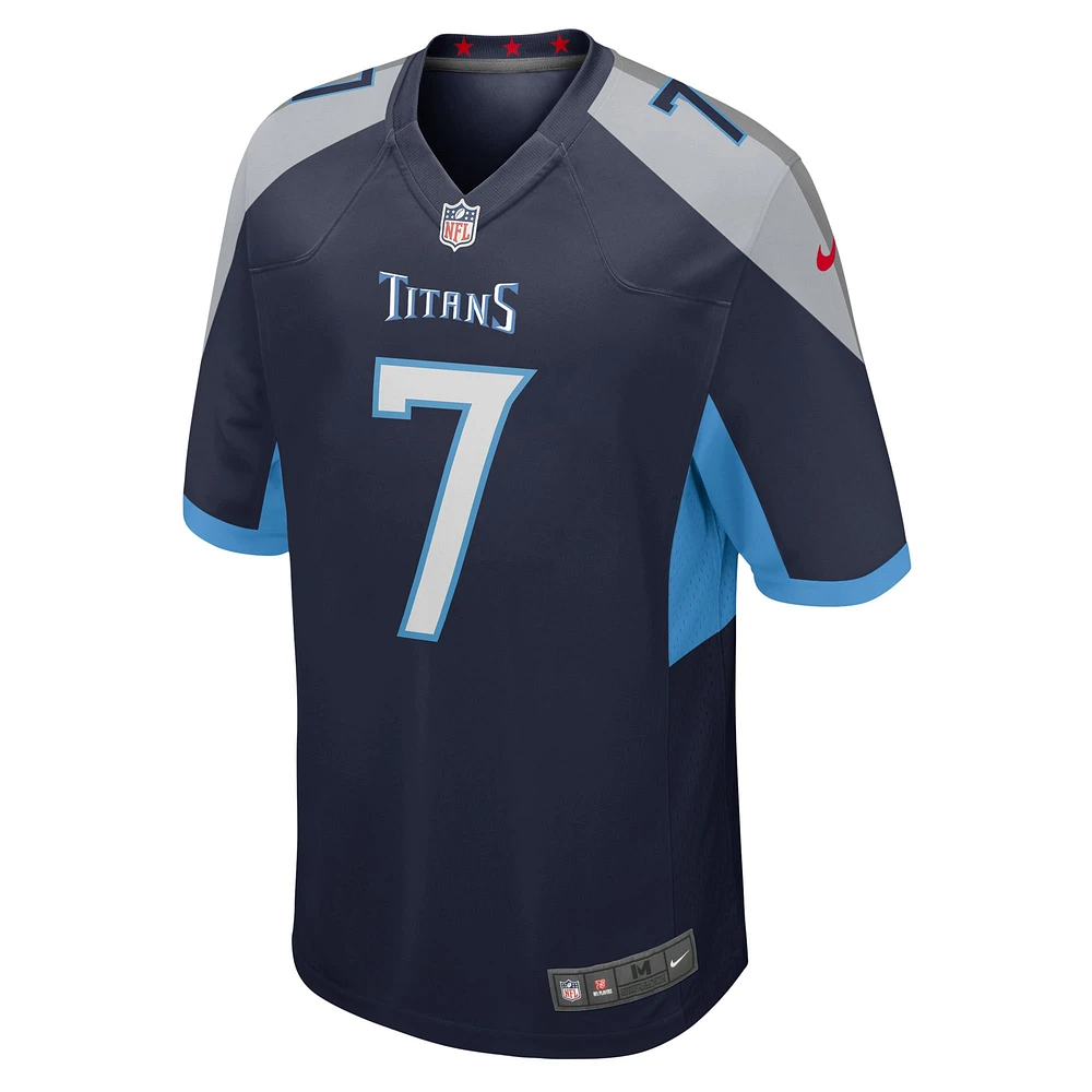 Maillot de match joueur Nike Malik Willis pour hommes, bleu marine, Tennessee Titans