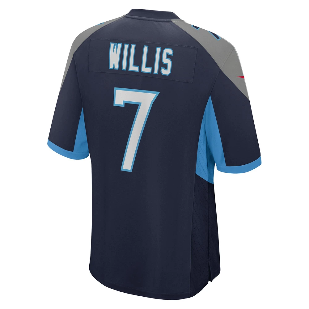 Maillot de match joueur Nike Malik Willis pour hommes, bleu marine, Tennessee Titans