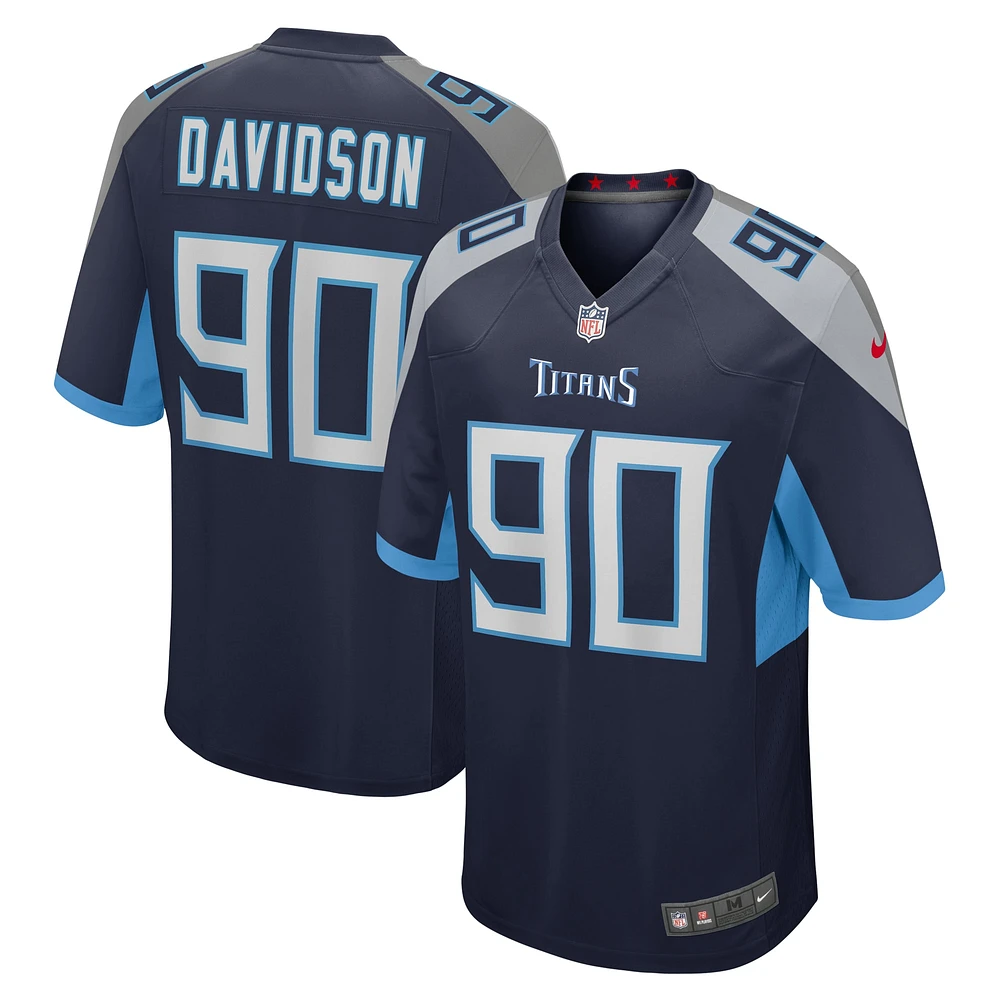 Maillot de match Nike Marlon Davidson bleu marine Tennessee Titans pour homme