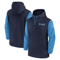 Veste à capuche Nike Tennessee Titans 2024/25 Sideline Pre-Game Player 1/2-Zip pour homme bleu marine/bleu clair