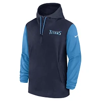 Veste à capuche Nike Tennessee Titans 2024/25 Sideline Pre-Game Player 1/2-Zip pour homme bleu marine/bleu clair