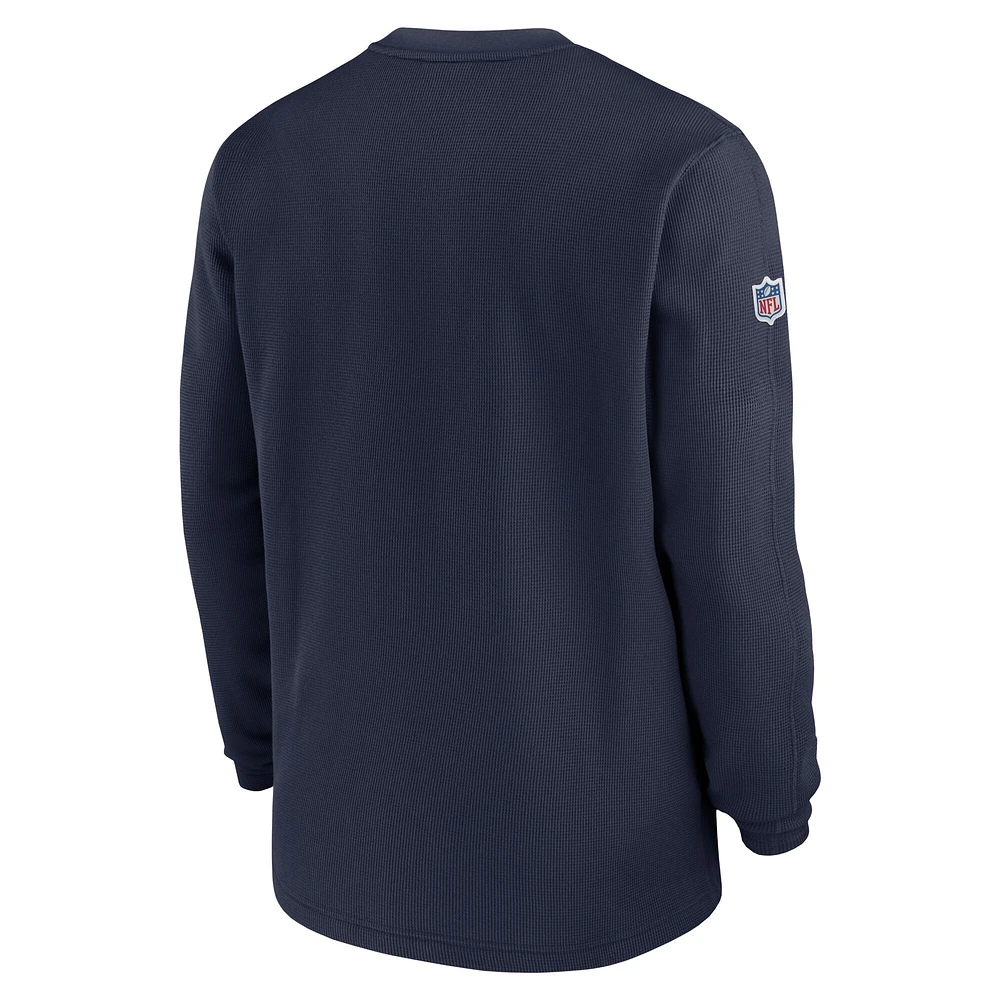 Haut à manches longues Nike bleu marine Tennessee Titans 2023 Sideline Throwback Heavy Brushed Waffle