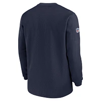 Haut à manches longues Nike bleu marine Tennessee Titans 2023 Sideline Throwback Heavy Brushed Waffle