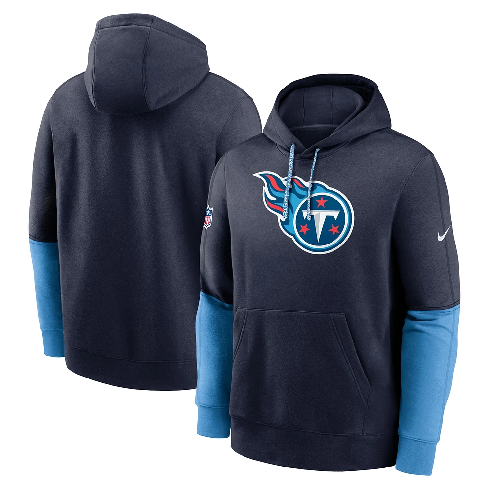 Sweat à capuche Nike Tennessee Titans 2024 Sideline Club pour homme bleu marine