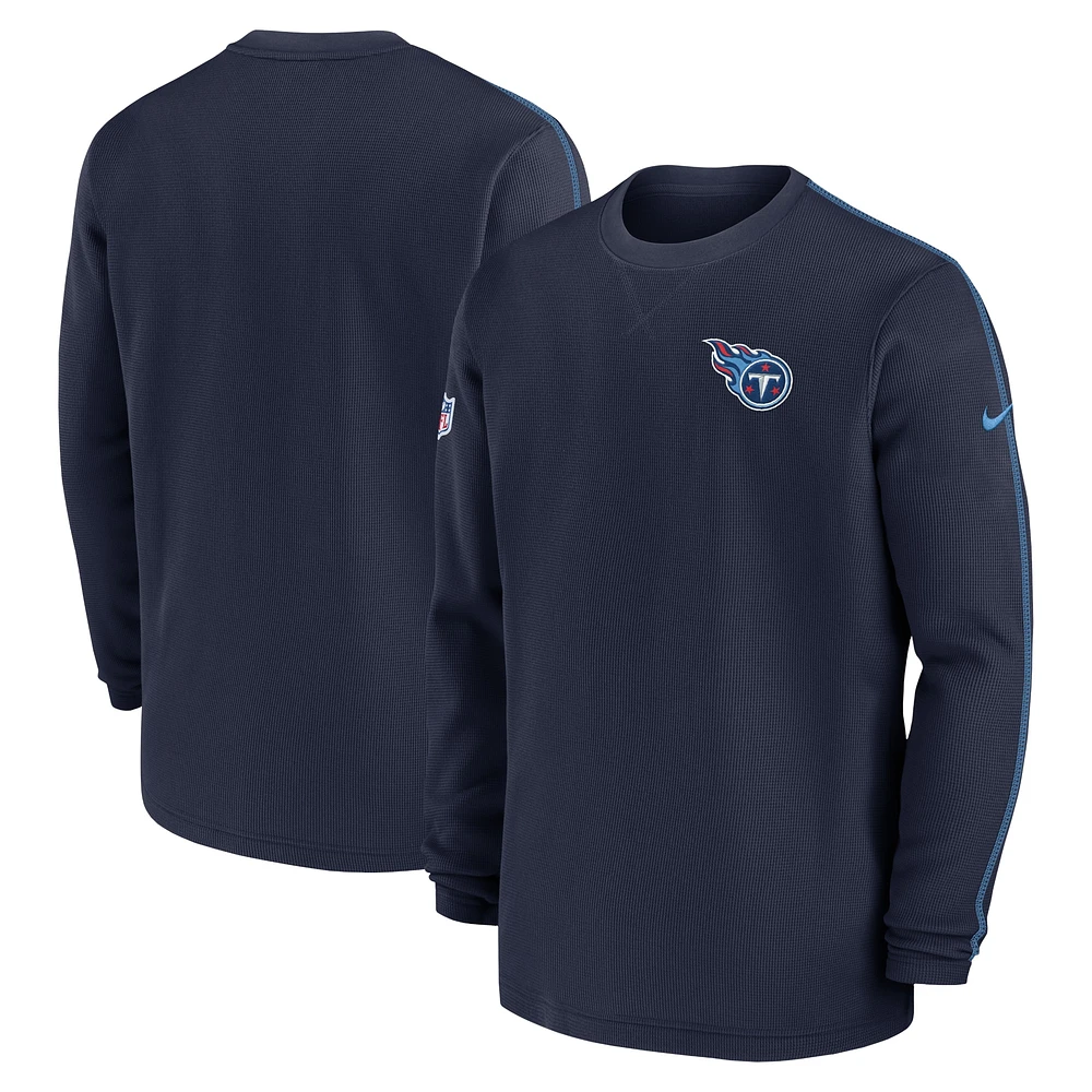 Haut à manches longues Nike bleu marine Tennessee Titans 2024 Sideline Coaches pour homme