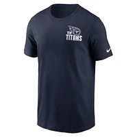 T-shirt essentiel Nike Tennessee Titans Blitz pour homme, bleu marine