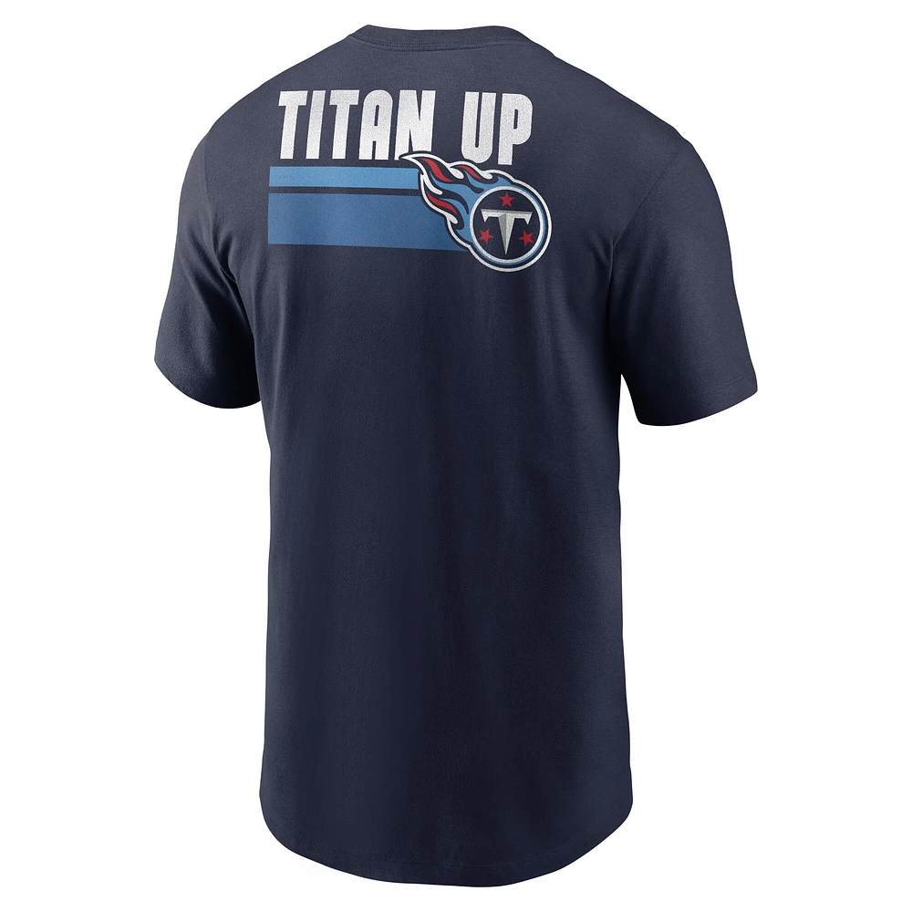 T-shirt essentiel Nike Tennessee Titans Blitz pour homme, bleu marine