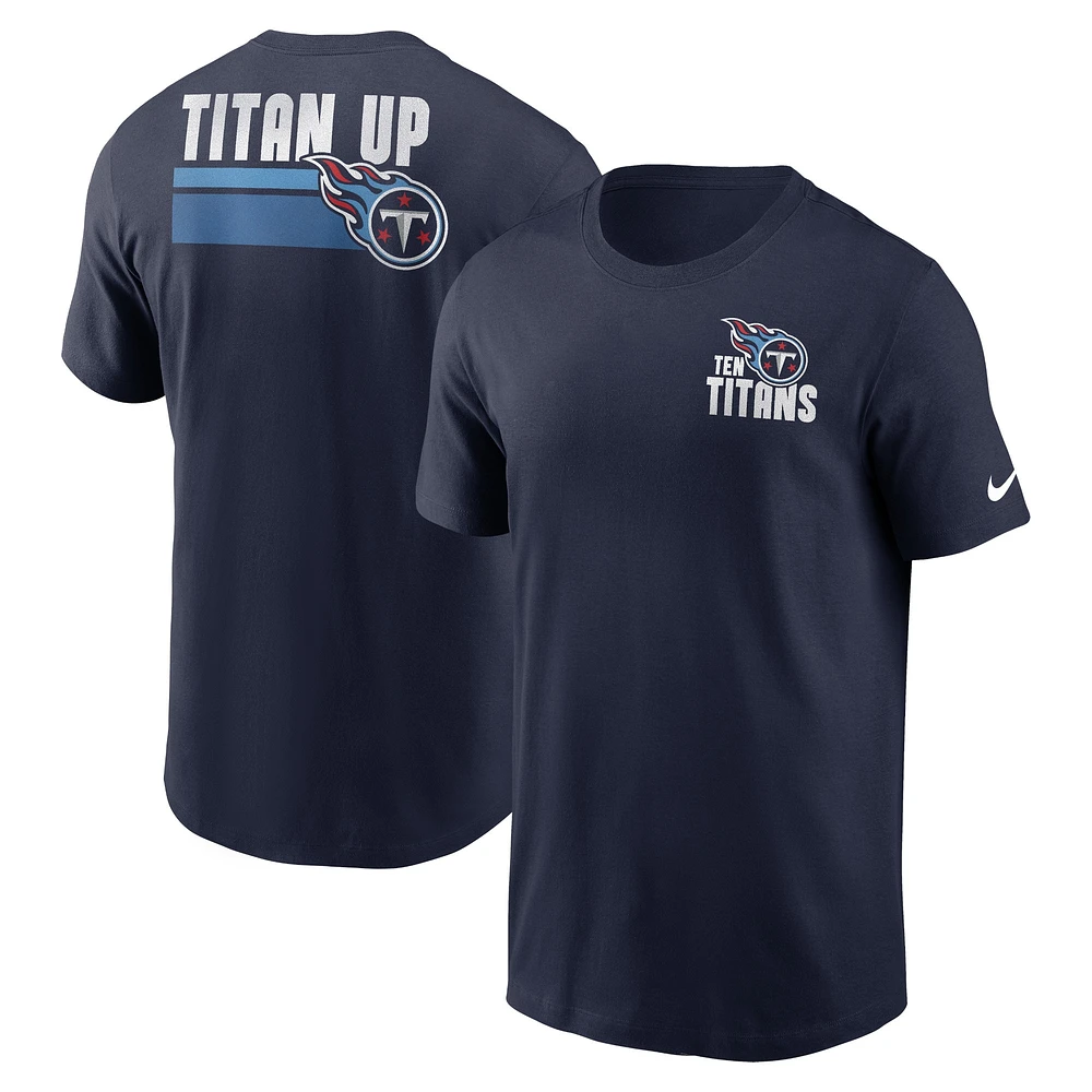 T-shirt essentiel Nike Tennessee Titans Blitz pour homme, bleu marine