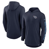 Men's Nike Navy Tennessee Titans Blitz Tri-Blend Performance Long Sleeve Hoodie T-Shirt