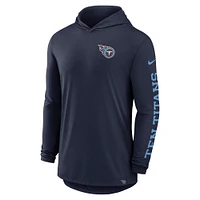 Men's Nike Navy Tennessee Titans Blitz Tri-Blend Performance Long Sleeve Hoodie T-Shirt