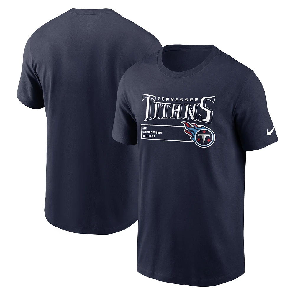 T-shirt essentiel Nike Tennessee Titans Division pour homme, bleu marine