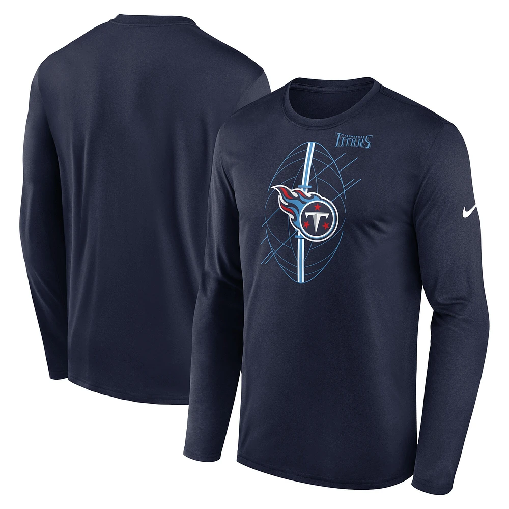 T-shirt à manches longues Nike Tennessee Titans Legend Icon pour homme, bleu marine