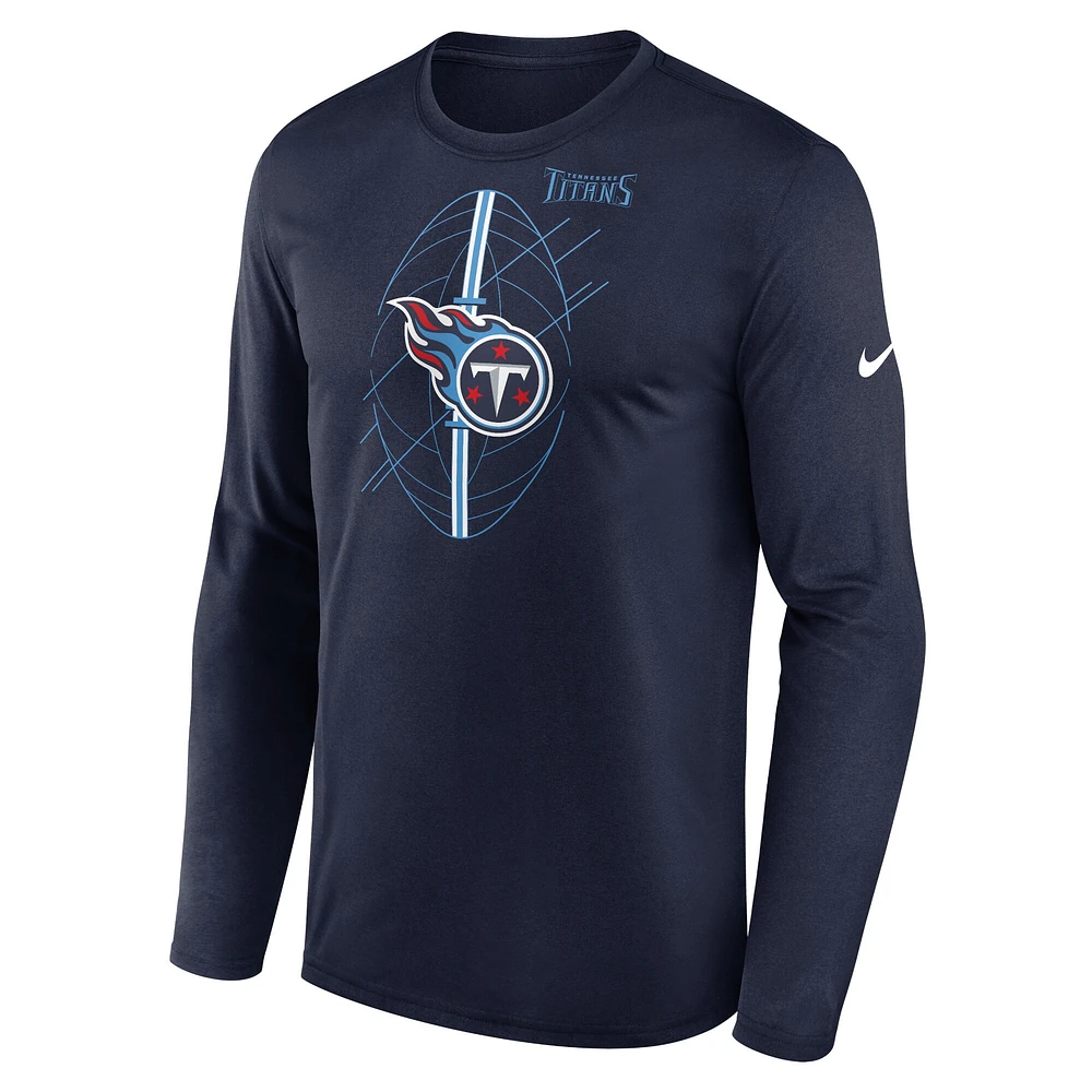 T-shirt à manches longues Nike Tennessee Titans Legend Icon pour homme, bleu marine