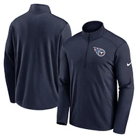 Veste à demi-fermeture éclair Pacer Performance Nike Tennessee Titans Logo pour homme, bleu marine