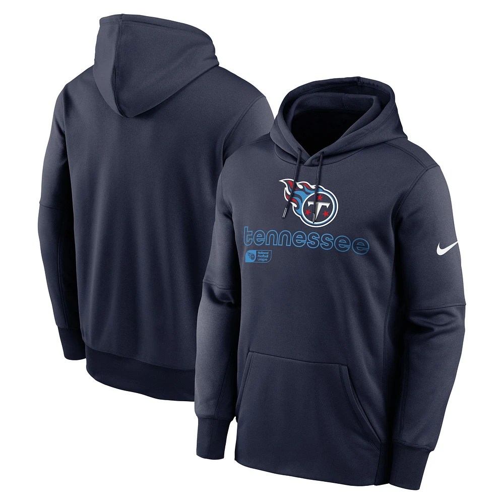 Sweat à capuche Nike Tennessee Titans Performance bleu marine pour homme