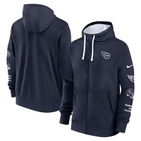 Sweat à capuche Nike bleu marine Tennessee Titans Primetime Club entièrement zippé pour homme