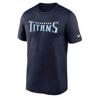 T-shirt Nike bleu marine Tennessee Titans Primetime Legend Wordmark Performance pour homme