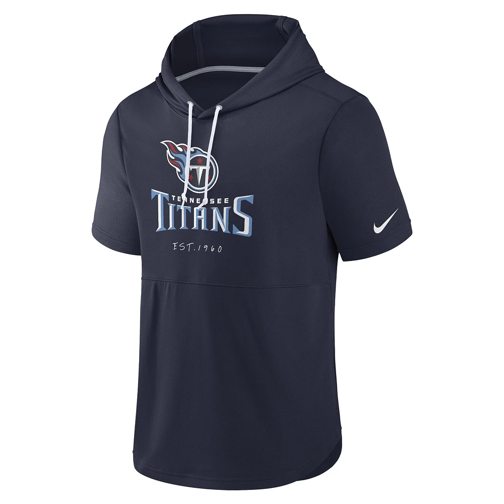 Sweat à capuche manches courtes Nike pour hommes, bleu marine, Tennessee Titans