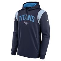 Men's Nike Navy Tennessee Titans Sideline Athletic Stack Performance Pullover Hoodie