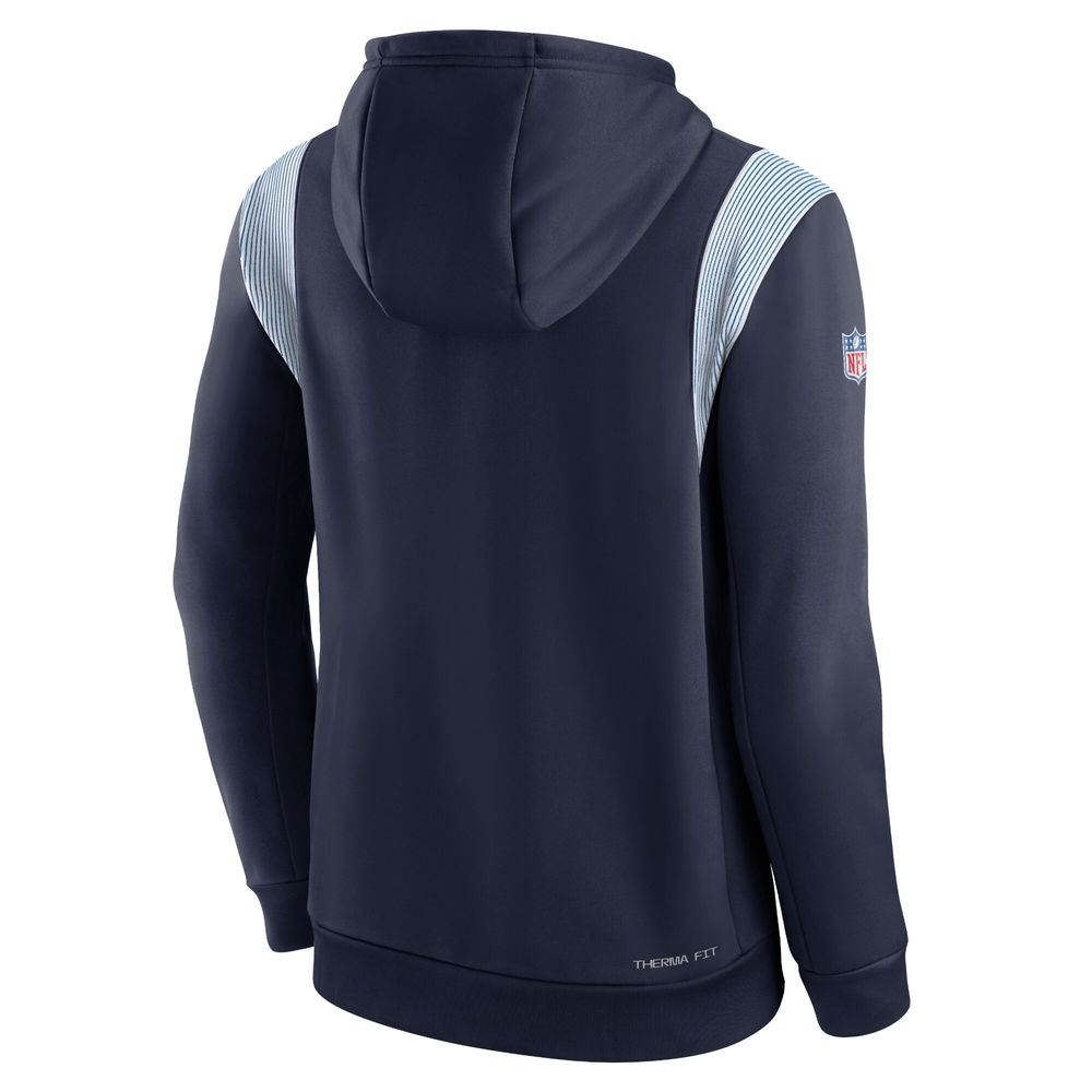 Men's Nike Navy Tennessee Titans Sideline Athletic Stack Performance Pullover Hoodie