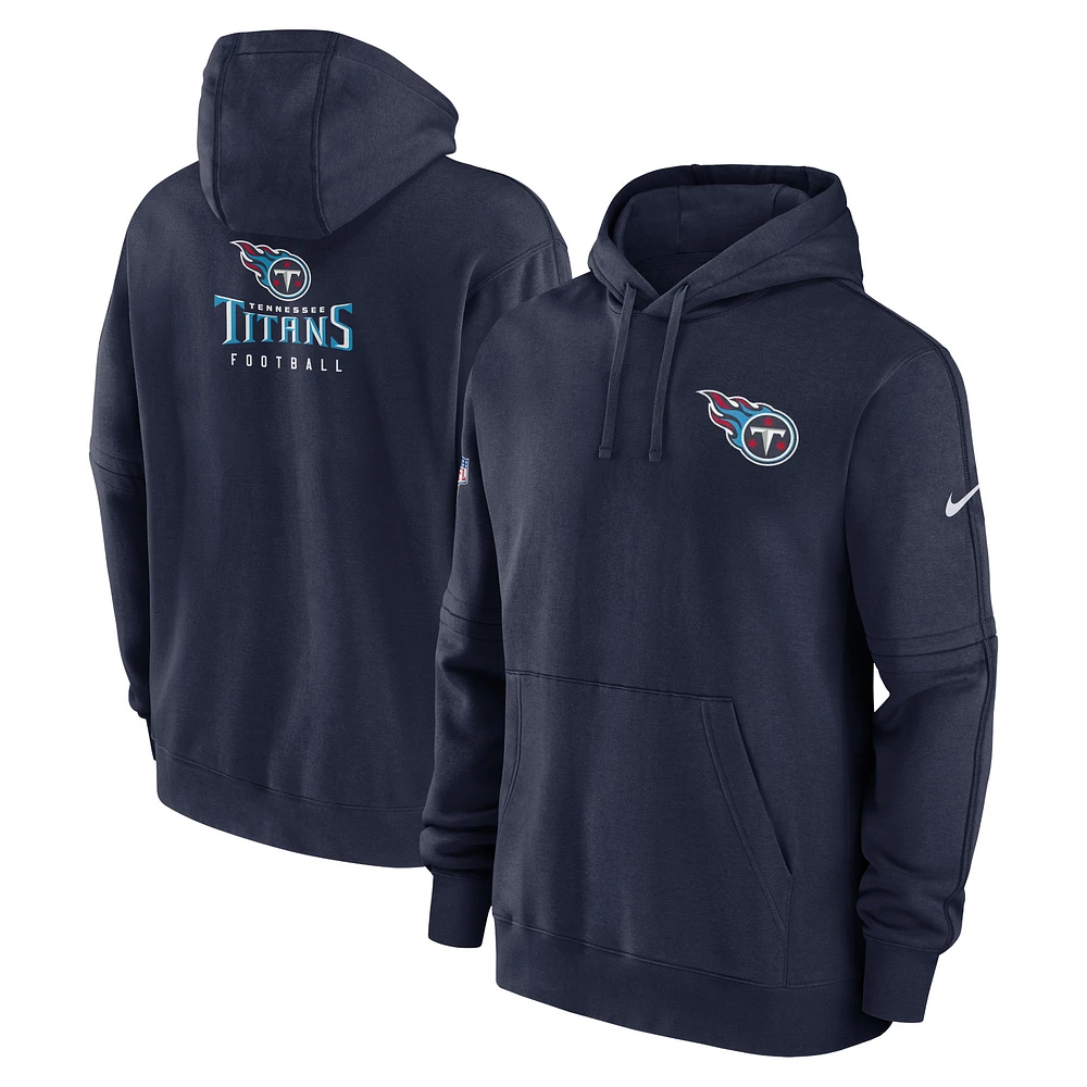 Sweat à capuche en molleton Nike Tennessee Titans Sideline Club pour homme - Bleu marine