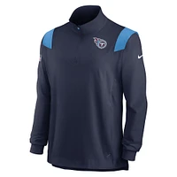 Men's Nike Navy Tennessee Titans Sideline Coach Chevron Lockup Quarter-Zip Long Sleeve Top
